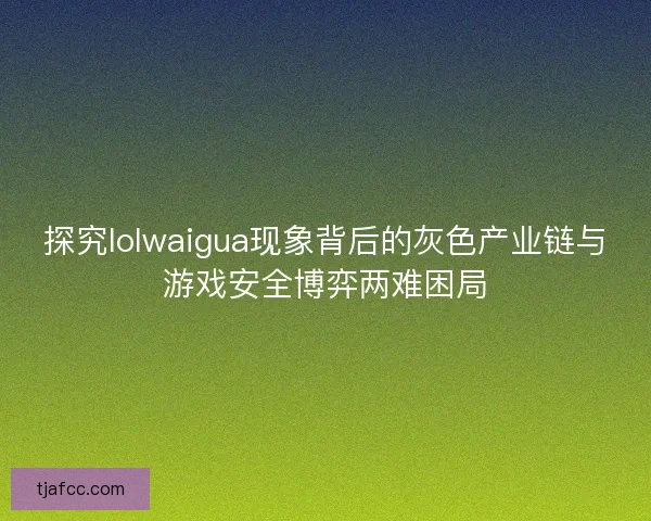 探究lolwaigua现象背后的灰色产业链与游戏安全博弈两难困局