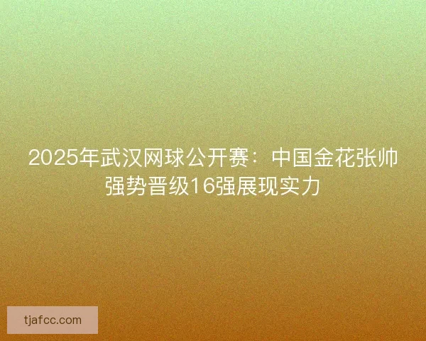 2025年武汉网球公开赛：中国金花张帅强势晋级16强展现实力